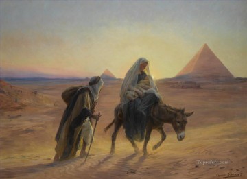 ユージーン・ジラルデ Painting - エジプトへの飛行 ユージン・ジラルデ オリエンタリスト